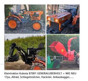 Kleintraktor Kubota B7001 + Holzhäcksler WIE NEU, Mäher Mülcher Häcksler Fräse Generaluberholt Uberholt Schlegelmülcher Sichelmäher Minibagger Kleinbagger Anbaubagger Iseki